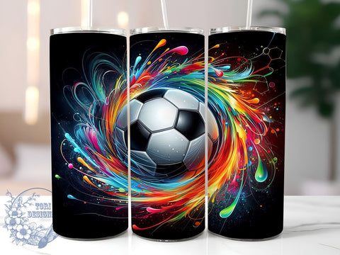 Soccer Ball 20oz Skinny Tumbler, Football Tumbler Png, Straight & Tapered Tumbler Wrap, Instant Digital Download Sublimation ToriDesigns 
