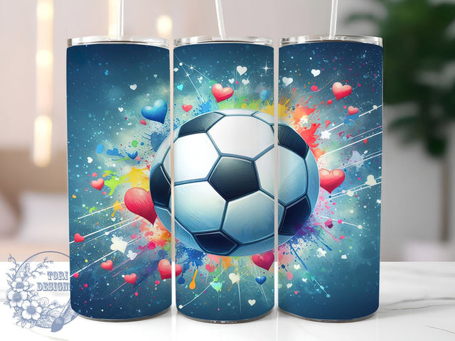 Soccer Ball 20oz Skinny Tumbler PNG, Sports Mom Tumbler Sublimation Wrap, Straight & Tapered Tumbler Wrap, Instant Digital Download Sublimation ToriDesigns 