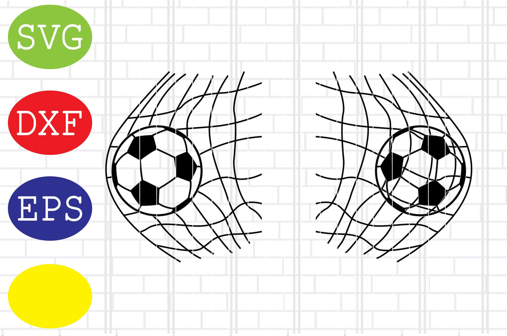 Soccer Ball in Net Svg, Ball Illustration Svg, Jpg, Eps, Dxf Files - So ...