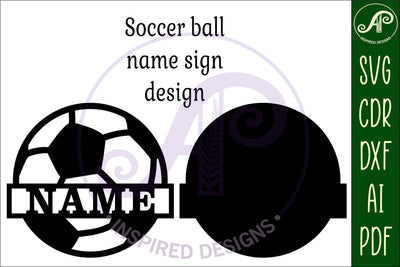 Soccer ball Name sign svg laser cut template, wall art - So Fontsy