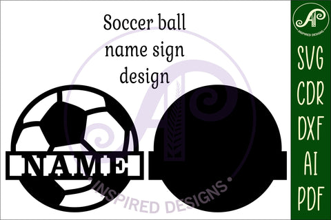 Soccer ball Name sign svg laser cut template, wall art SVG APInspireddesigns 