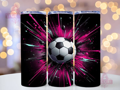 Soccer Ball Pink Football 20oz Tumbler Wrap Sublimation Design, Straight Tapered Tumbler Wrap, Soccer Ball Tumbler Png, Instant Digital Download Sublimation SvggirlplusArt 