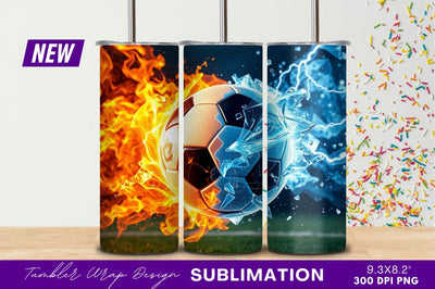 Soccer Ball Surrounded By Fire And Ice Sublimation Regulrcrative 