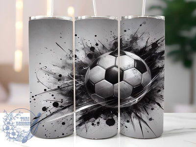 Soccer Ball Tumbler Wrap, 20oz Skinny Tumbler, Gray Grunge Design, Sublimation PNG, Sports Drinkware, Soccer Fan Gift, Custom Tumbler Design Sublimation ToriDesigns 