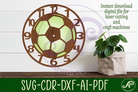 Soccer ball wall clock laser cut files, SVG file. vector SVG APInspireddesigns 