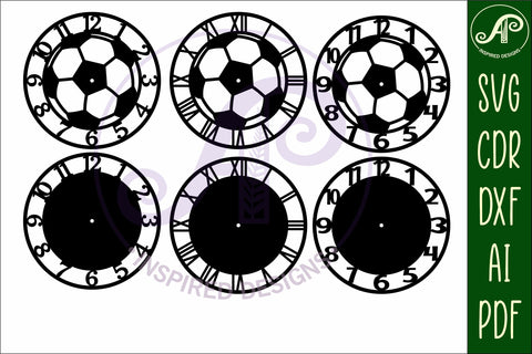 Soccer ball wall clock laser cut files, SVG file. vector SVG APInspireddesigns 