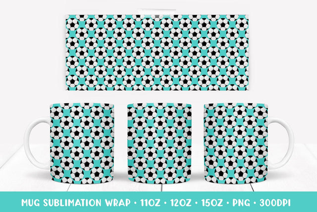 Soccer Balls Mug Sublimation Design. Sports Mug Wrap PNG 004 Sublimation LaBelezoka 