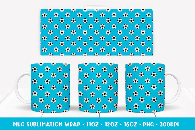 Soccer Balls Mug Sublimation Design. Sports Mug Wrap PNG 005 Sublimation LaBelezoka 