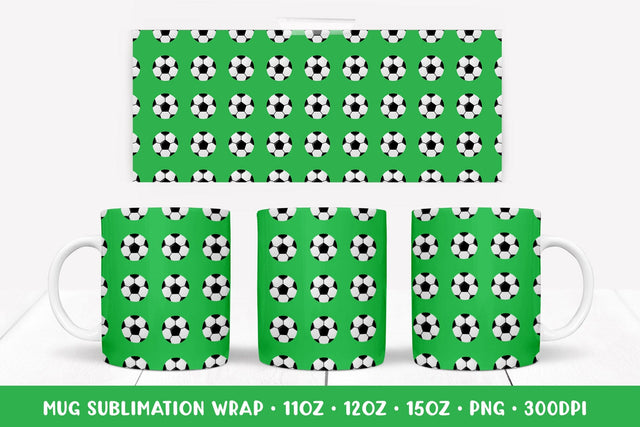 Soccer Balls Mug Sublimation Design. Sports Mug Wrap PNG 006 Sublimation LaBelezoka 