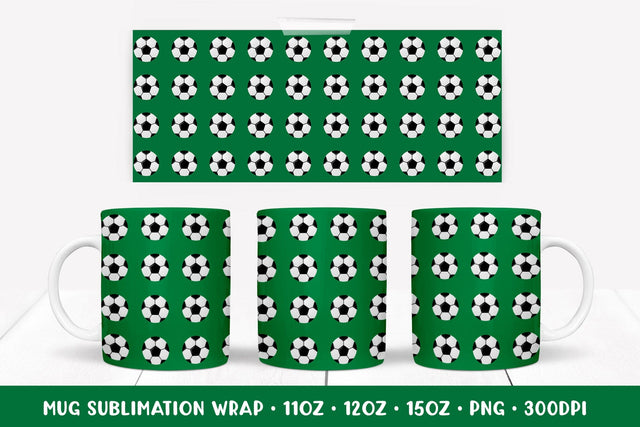 Soccer Balls Mug Sublimation Design. Sports Mug Wrap PNG 007 Sublimation LaBelezoka 