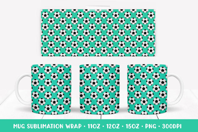 Soccer Balls Mug Sublimation Design. Sports Mug Wrap PNG 008 Sublimation LaBelezoka 