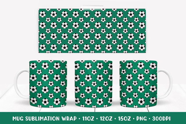 Soccer Balls Mug Sublimation Design. Sports Mug Wrap PNG 009 Sublimation LaBelezoka 
