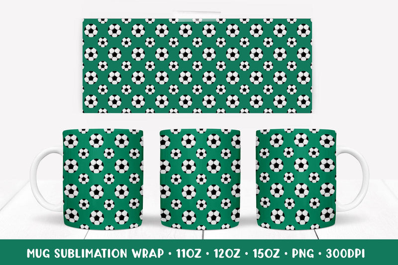 Soccer Balls Mug Sublimation Design. Sports Mug Wrap PNG 009 Sublimation LaBelezoka 