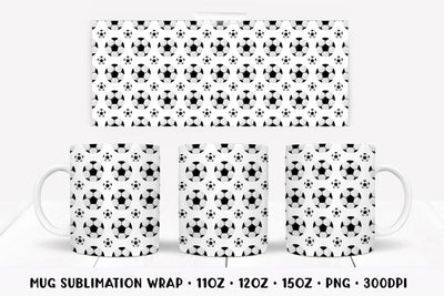 Soccer Balls Mug Sublimation Design. Sports Mug Wrap PNG 010 Sublimation LaBelezoka 