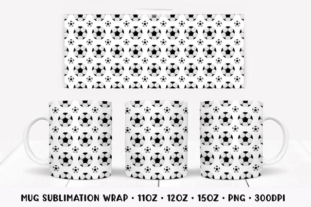 Soccer Balls Mug Sublimation Design. Sports Mug Wrap PNG 010 Sublimation LaBelezoka 