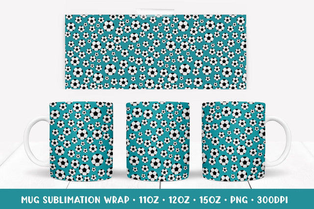 Soccer Balls Mug Sublimation Design. Sports Mug Wrap PNG 011 Sublimation LaBelezoka 
