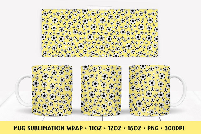 Soccer Balls Mug Sublimation Design. Sports Mug Wrap PNG 012 Sublimation LaBelezoka 