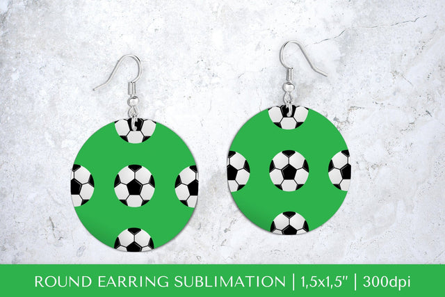 Soccer balls round earrings sublimation design PNG 018 SVG LaBelezoka 