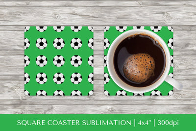 Soccer balls square coaster sublimation. Sports coaster SVG LaBelezoka 
