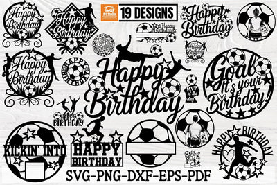 Soccer Birthday SVG Bundle | Happy Birthday SVG Cake Toppers SVG TonisArtStudio 