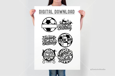 Soccer Birthday SVG Bundle | Happy Birthday SVG Cake Toppers SVG TonisArtStudio 