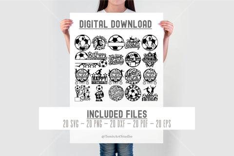 Soccer Birthday SVG Bundle | Happy Birthday SVG Cake Toppers SVG TonisArtStudio 