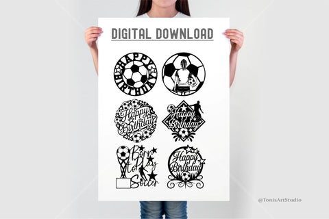 Soccer Birthday SVG Bundle | Happy Birthday SVG Cake Toppers SVG TonisArtStudio 