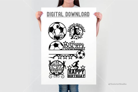 Soccer Birthday SVG Bundle | Happy Birthday SVG Cake Toppers SVG TonisArtStudio 