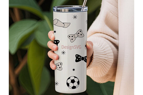 Soccer Bows 20oz Tumbler Wrap Sublimation DesignSVG 