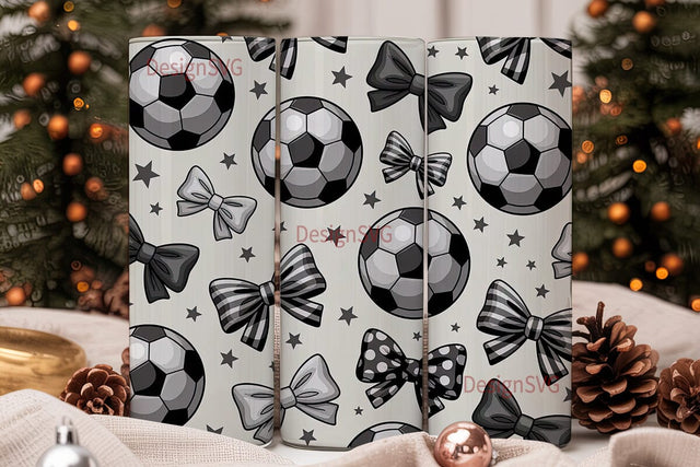 Soccer Bows 20oz Tumbler Wrap Sublimation DesignSVG 