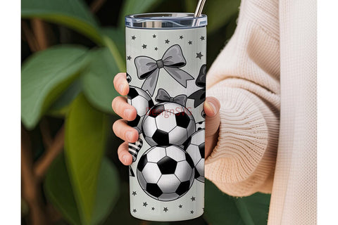 Soccer Bows 20oz Tumbler Wrap Sublimation DesignSVG 