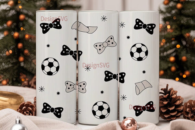 Soccer Bows 20oz Tumbler Wrap Sublimation DesignSVG 