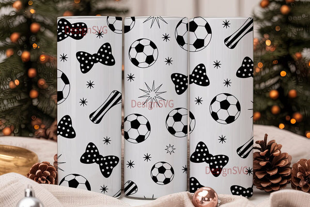 Soccer Bows 20oz Tumbler Wrap Sublimation DesignSVG 