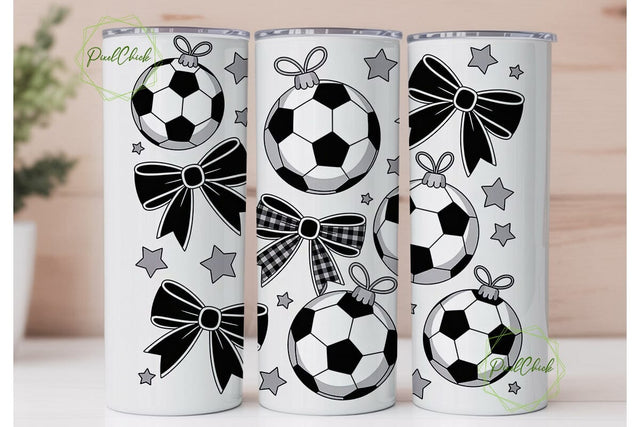 Soccer Bows 20oz Tumbler Wrap Sublimation PixelChick 