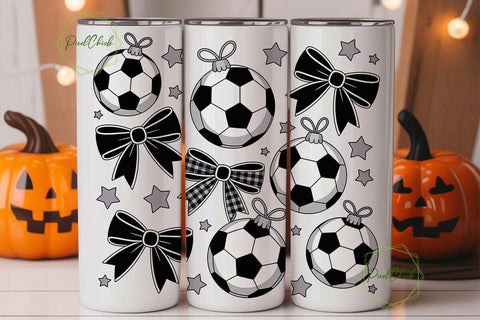 Soccer Bows 20oz Tumbler Wrap Sublimation PixelChick 