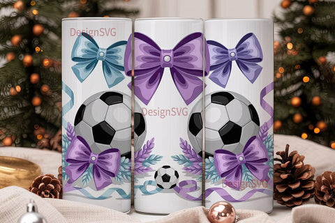 Soccer Christmas Tumbler Wrap Sublimation DesignSVG 