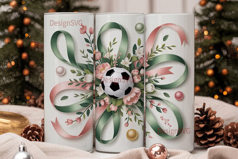 Soccer Christmas Tumbler Wrap Sublimation DesignSVG 