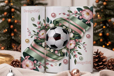 Soccer Christmas Tumbler Wrap Sublimation DesignSVG 