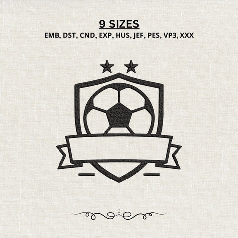 Soccer Crest Embroidery Design – Football Ball Badge with Banner Machine Embroidery File Embroidery/Applique DESIGNS PatternFeed8 