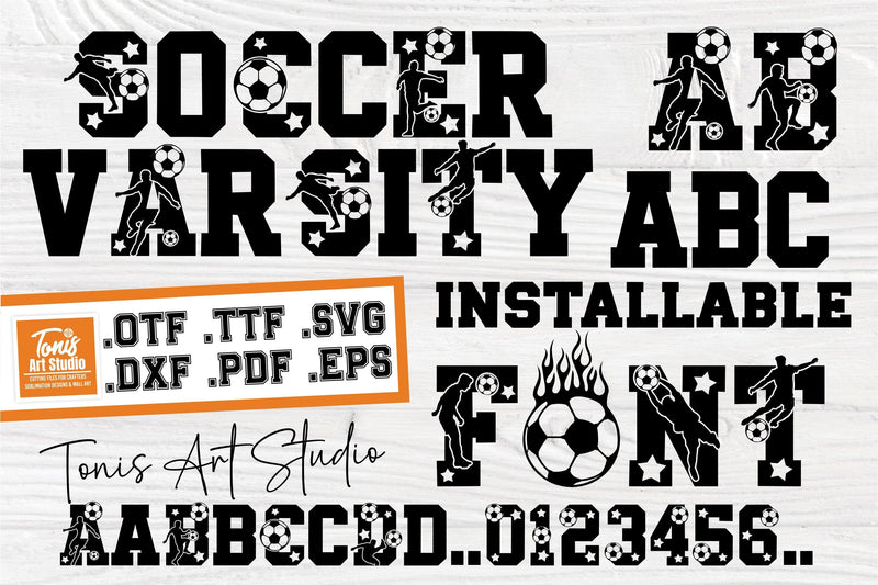 Soccer Font, Soccer Varsity SVG OTF TTF Font TonisArtStudio 