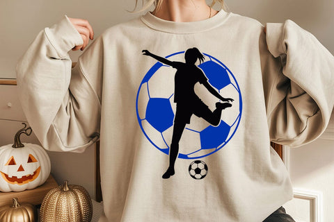 Soccer Girl Against Ball Svg SVG DesignDestine 