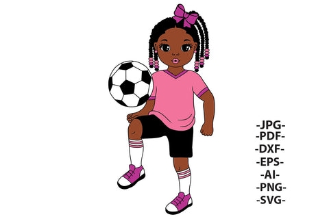 Soccer Girl SVG Bundle with Afro Puffs and Braids | Black Girl Football Clipart Set for Cricut, PNG Sublimation, Sports Birthday Decor SVG 1uniqueminute 