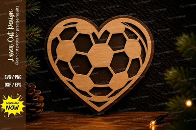 Soccer Heart Ornament Laser Cut SVG Design SVG Regulrcrative 