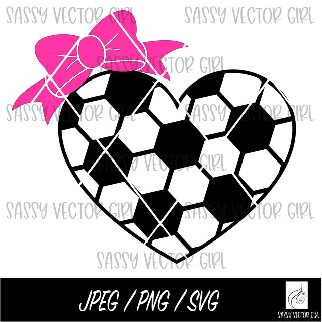 Soccer Heart svg, Soccer png, Soccer Shirt svg, Soccer Bow png, Soccer Team png, Instant Download, Cheer PNG, Cut Files Cricut Silhouette SVG Sassy Vector Girl 