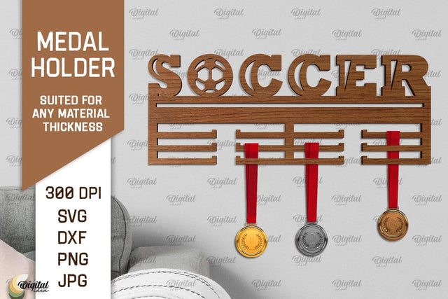 Soccer Medal Display Laser Cut. Medal Holder SVG SVG Evgenyia Guschina 