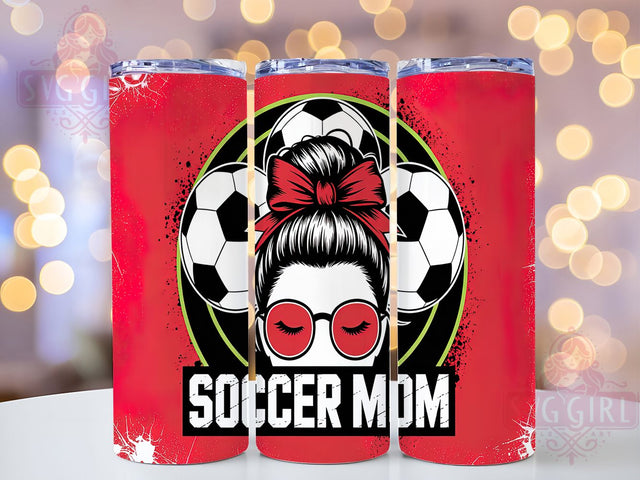 Soccer Mom Messy Bun Tumbler Wrap, Messy Bun Tumbler, Sports Tumbler Wrap, 20oz Skinny Tumbler Wrap, Soccer Sublimation Design, Mom Life Tumbler, Athletic Mom Tumbler Sublimation SvggirlplusArt 