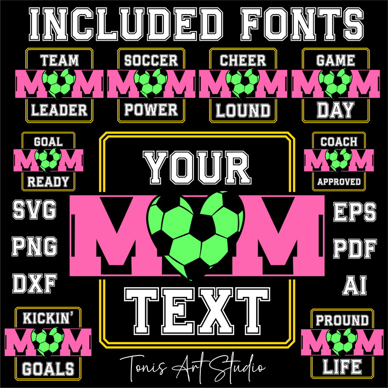 Soccer Mom SVG Bundle | Editable Sports Mom Designs for Cricut & Silhouette SVG TonisArtStudio 