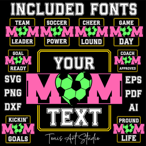 Soccer Mom SVG Bundle | Editable Sports Mom Designs for Cricut & Silhouette SVG TonisArtStudio 