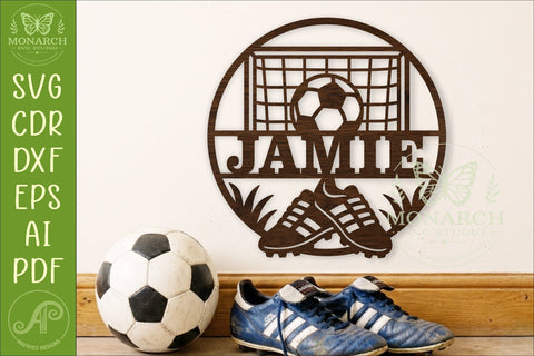 Soccer Name Sign SVG | Personalized Football Wall Art Laser Cut File SVG APInspireddesigns 