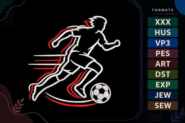 Soccer Player Running Football Embroidery Design Embroidery/Applique DESIGNS sg embroidery 